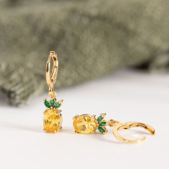 Jewelry - Pineapple Huggie Earrings - Only 1 left!